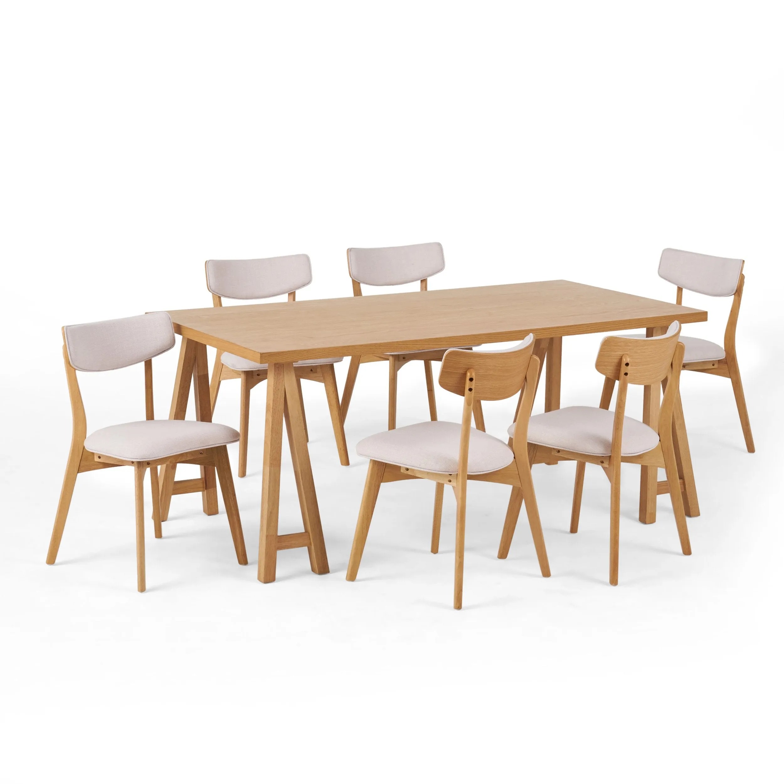 Mid-Century Modern 7 Piece Dining Set with A-Frame Table - NH483313 dining table set, round dining table