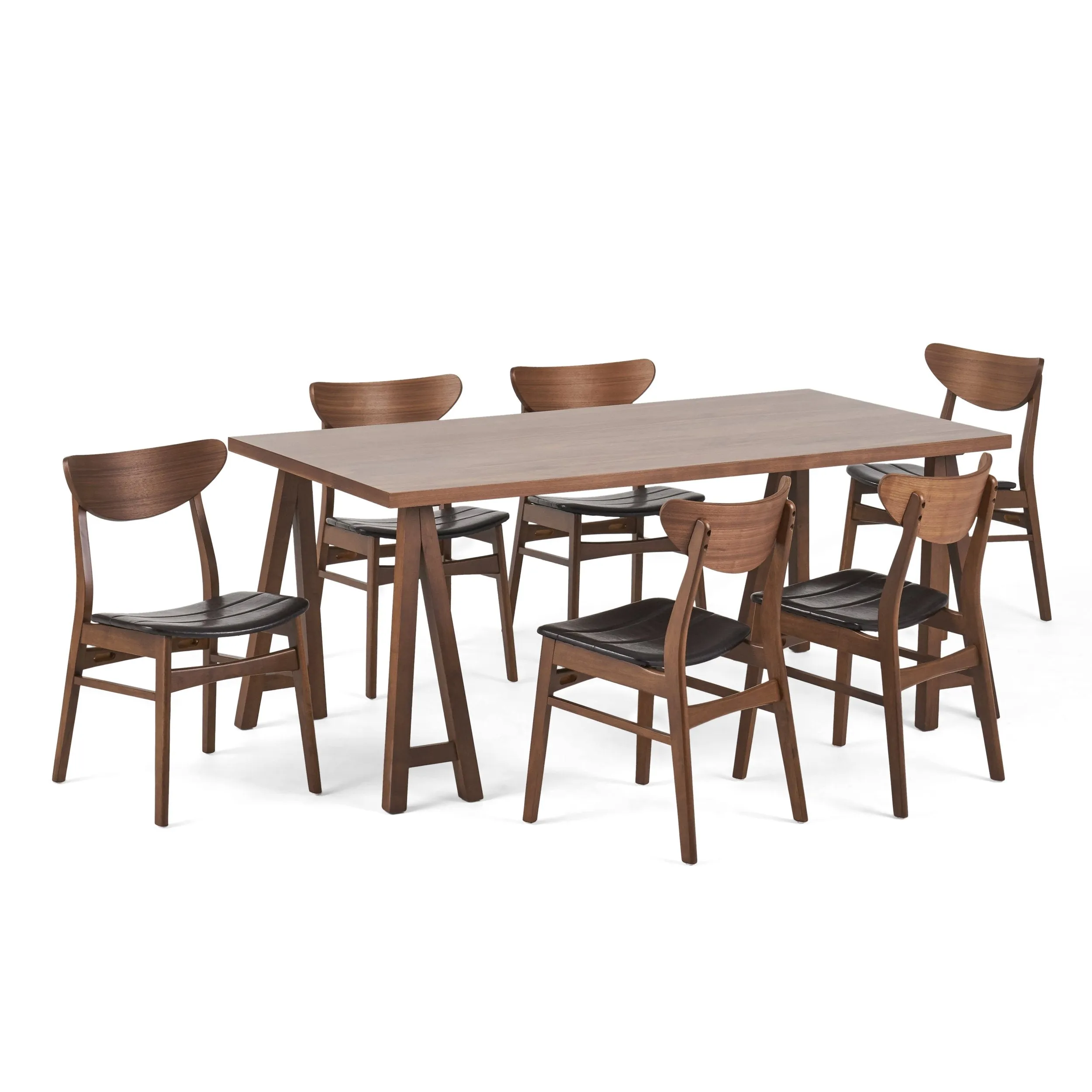 Mid-Century Modern 7 Piece Dining Set with A-Frame Table - NH592313 dining table set, round dining table