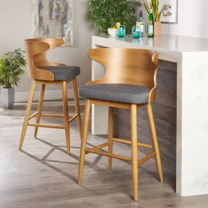 Mid Century Modern Fabric Barstools (Set of 2) - NH285403 bar stool, counter stool