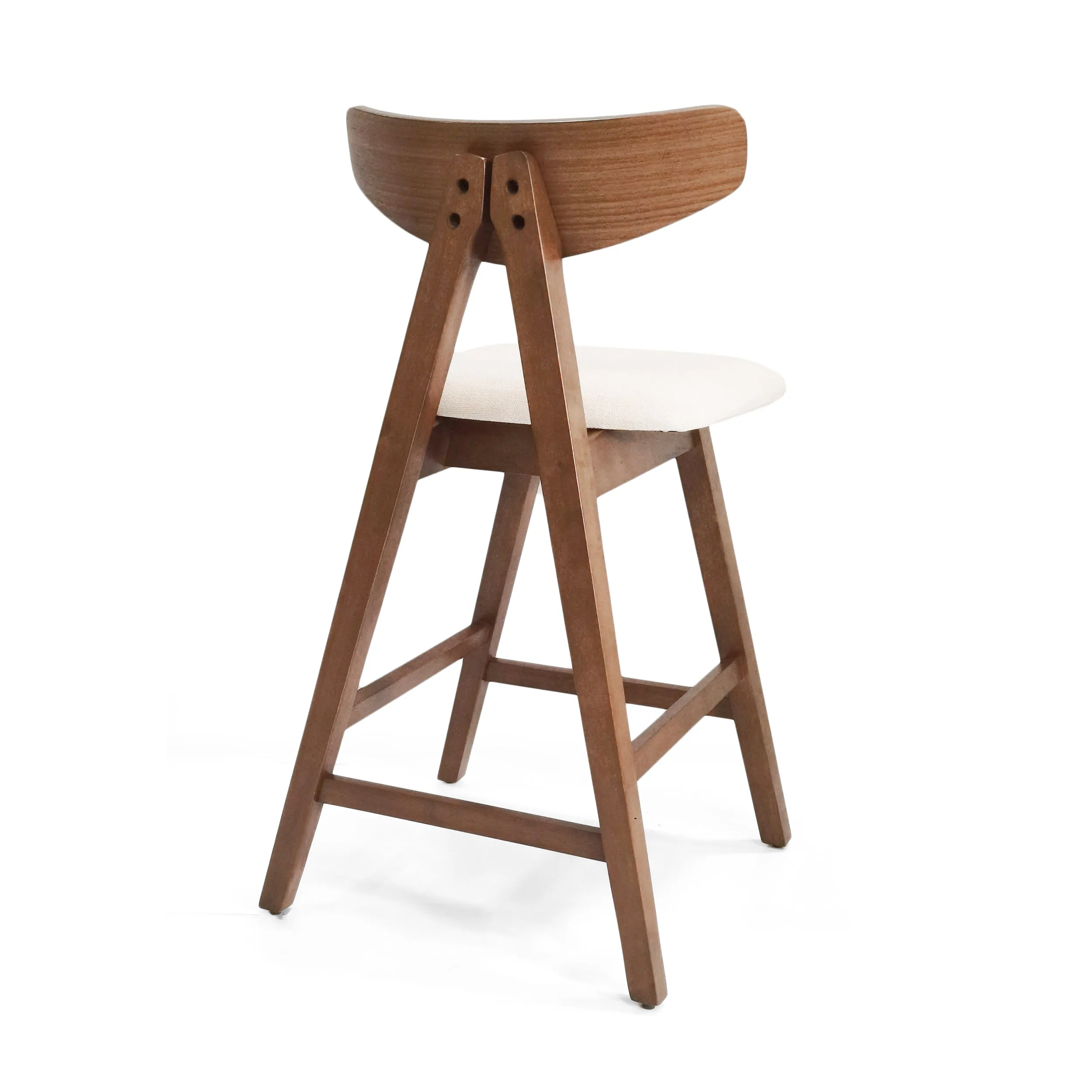 Mid Century Modern Upholstered Wood Counter Stools (Set of 2)