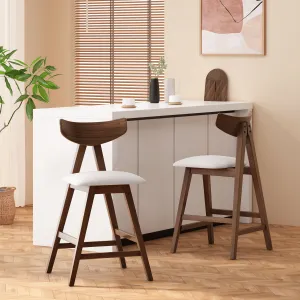Mid Century Modern Upholstered Wood Counter Stools (Set of 2) bar stool, counter stool