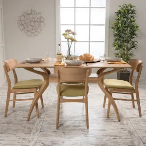 Mid Century Natural Oak Finish 5 Piece Dining Set - NH823992 dining table set, round dining table