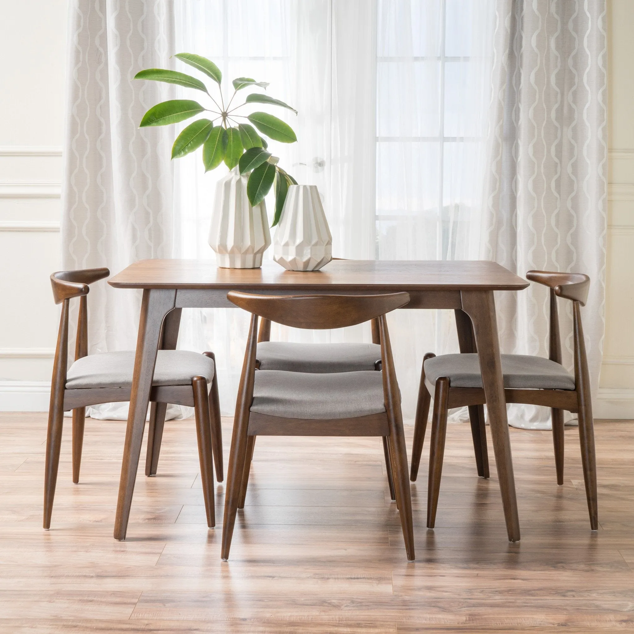 Mid-Century Walnut Finish 5 Piece Dining Set - NH900003