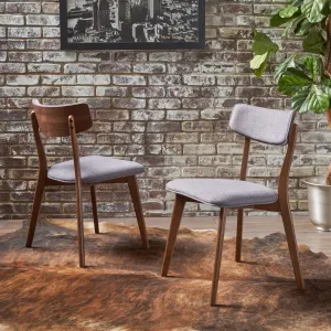 Mid-Century Walnut Finished Frame Dining Chairs (Set of 2) - NH082103 dining table set, 6-piece dining set