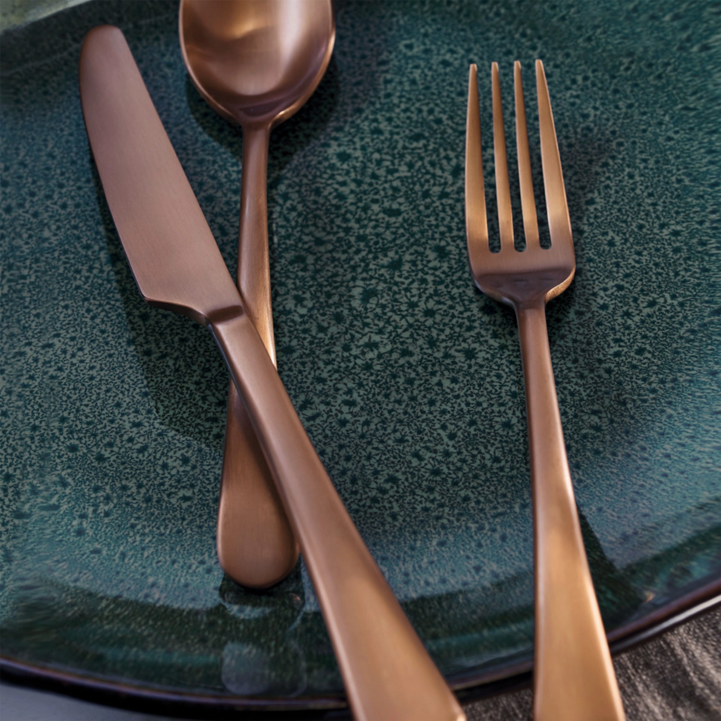 Mirabella Copper Titanium Satin 20 Piece Flatware Set