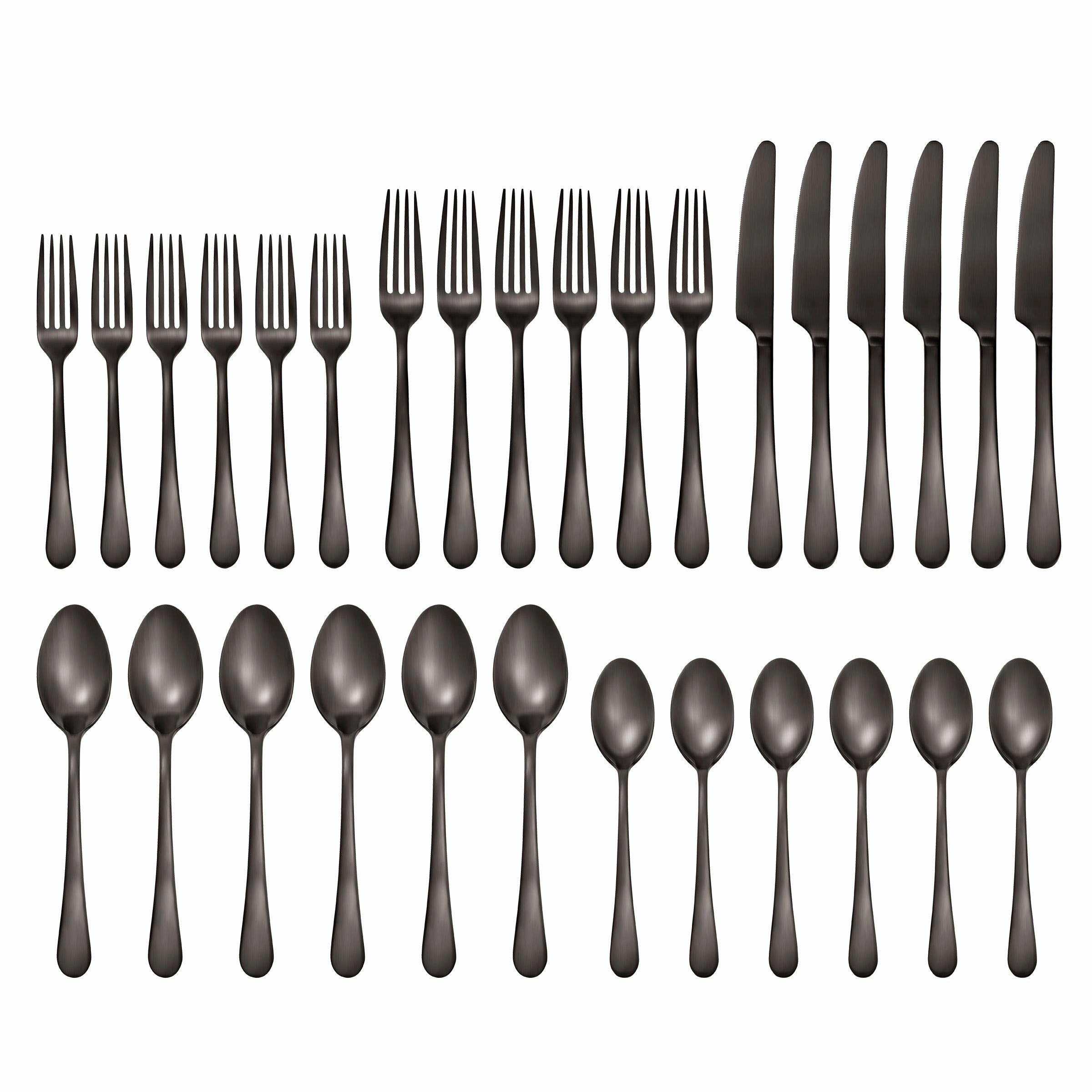 Mirabella Gunmetal Satin 30 Piece Flatware Kit
