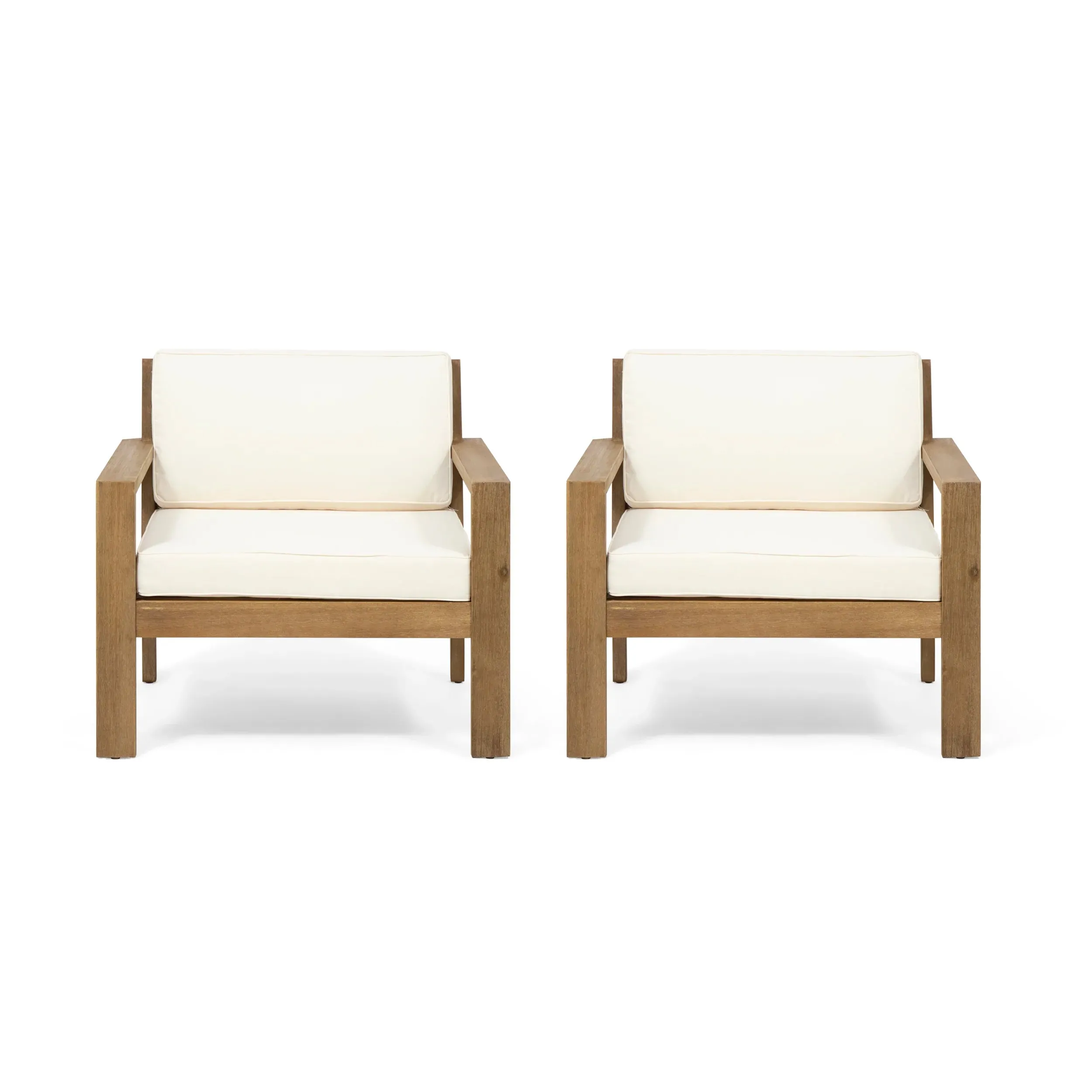 Miranda Outdoor Acacia Wood Club Chairs with Cushions (Set of 2) chandelier, pendant light