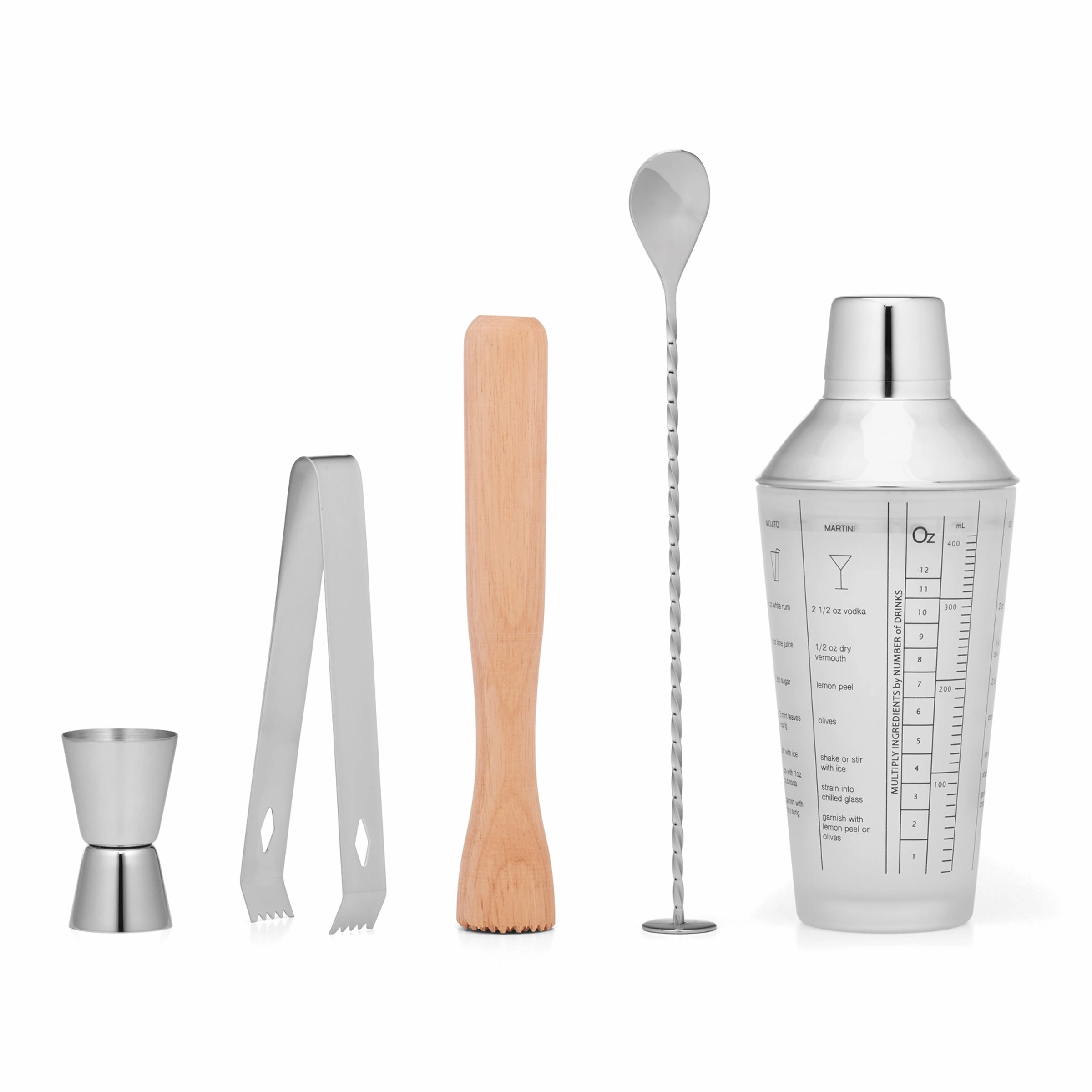 Mixology Shaker Tool Set 5 pc