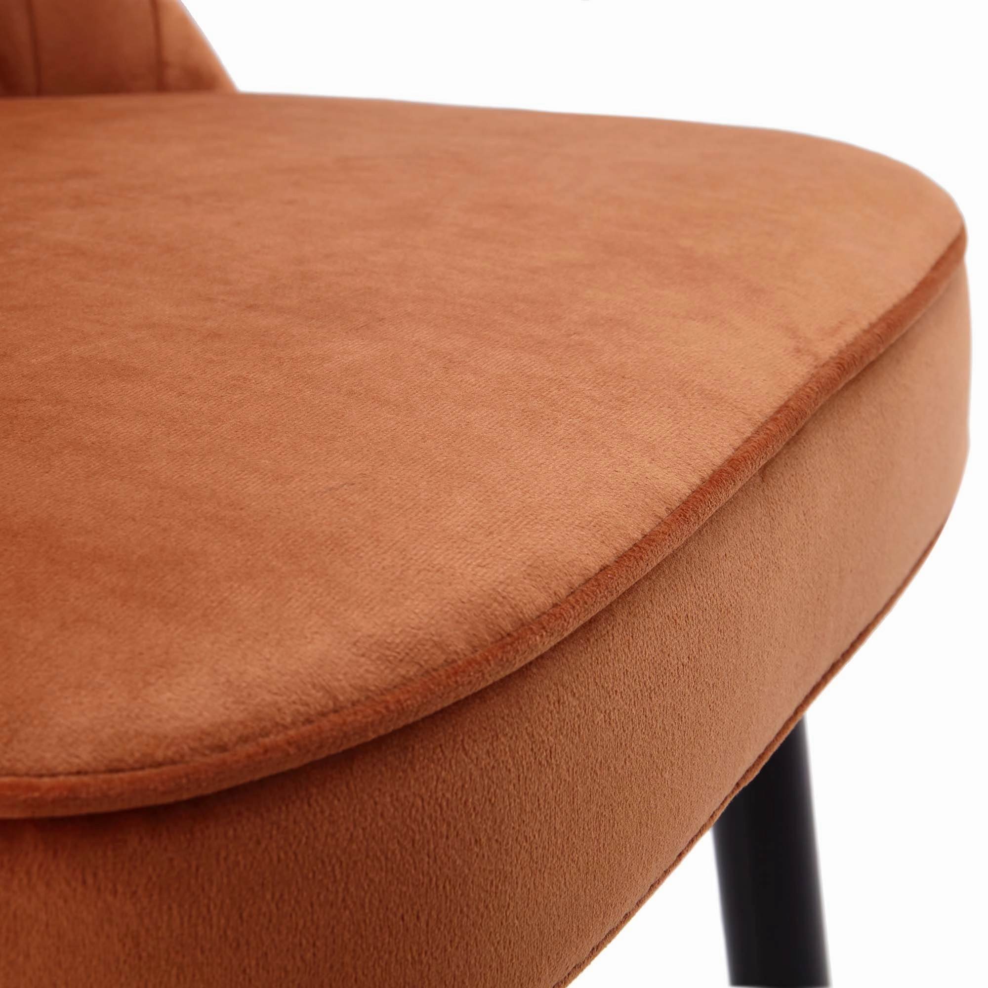 Miyae Set of 2 Pleated Burnt Orange Velvet Upholstered Counter Stools
