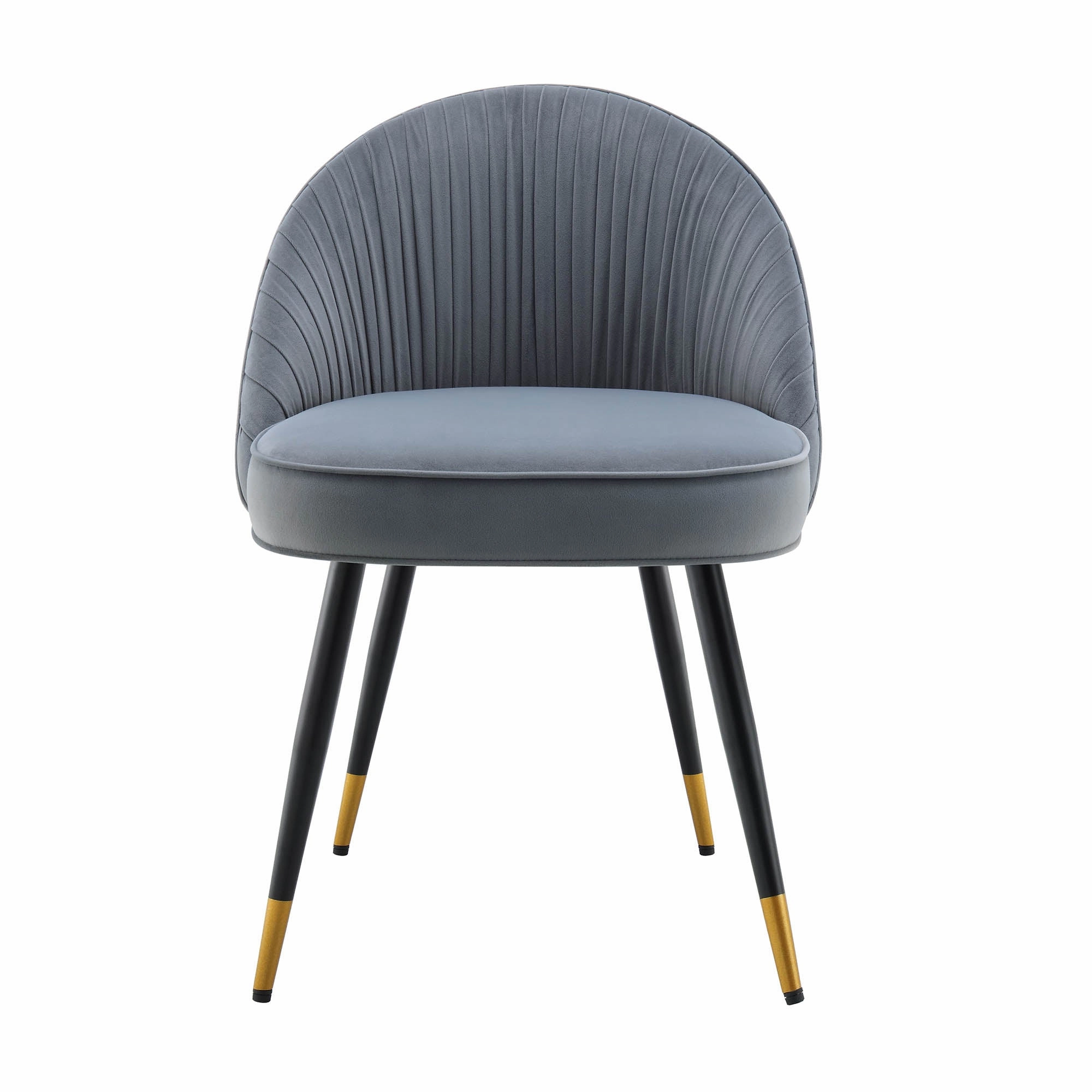 Miyae Set of 2 Pleated Light Grey Velvet Upholstered Dining Chairs