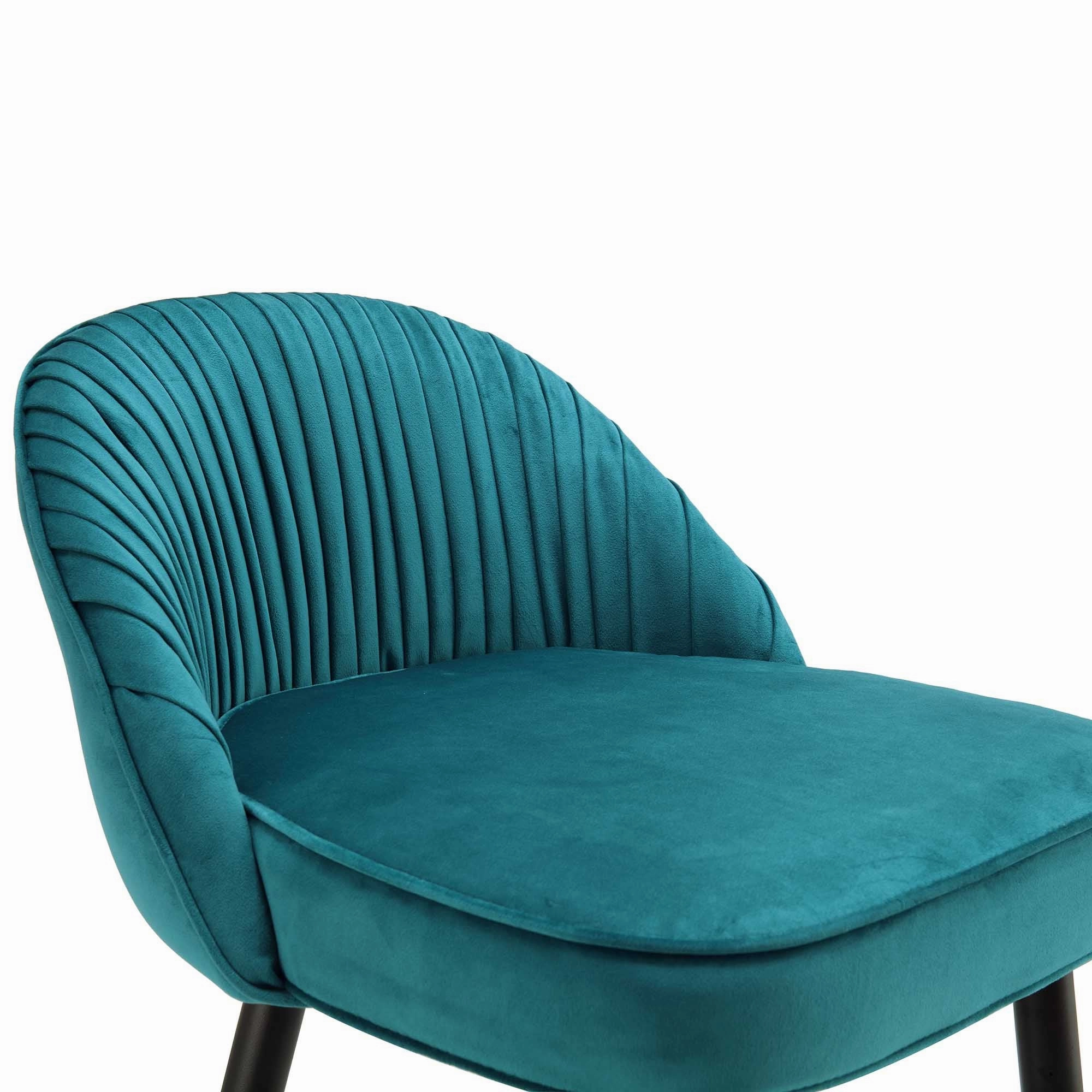 Miyae Set of 2 Pleated Teal Velvet Upholstered Counter Stools