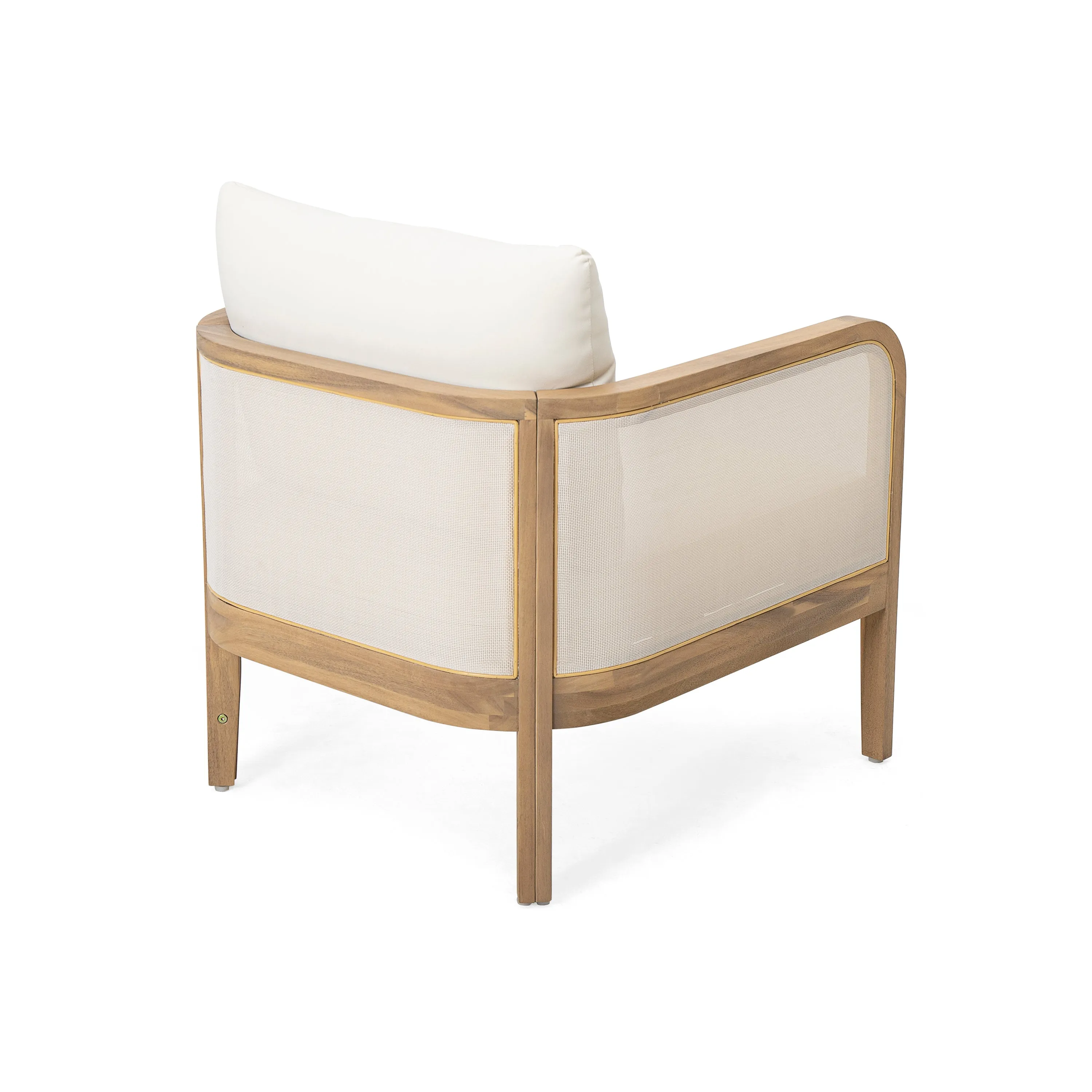 Modern Acacia Wood Outdoor Club Chair with Beige Water-Repellent Cushions