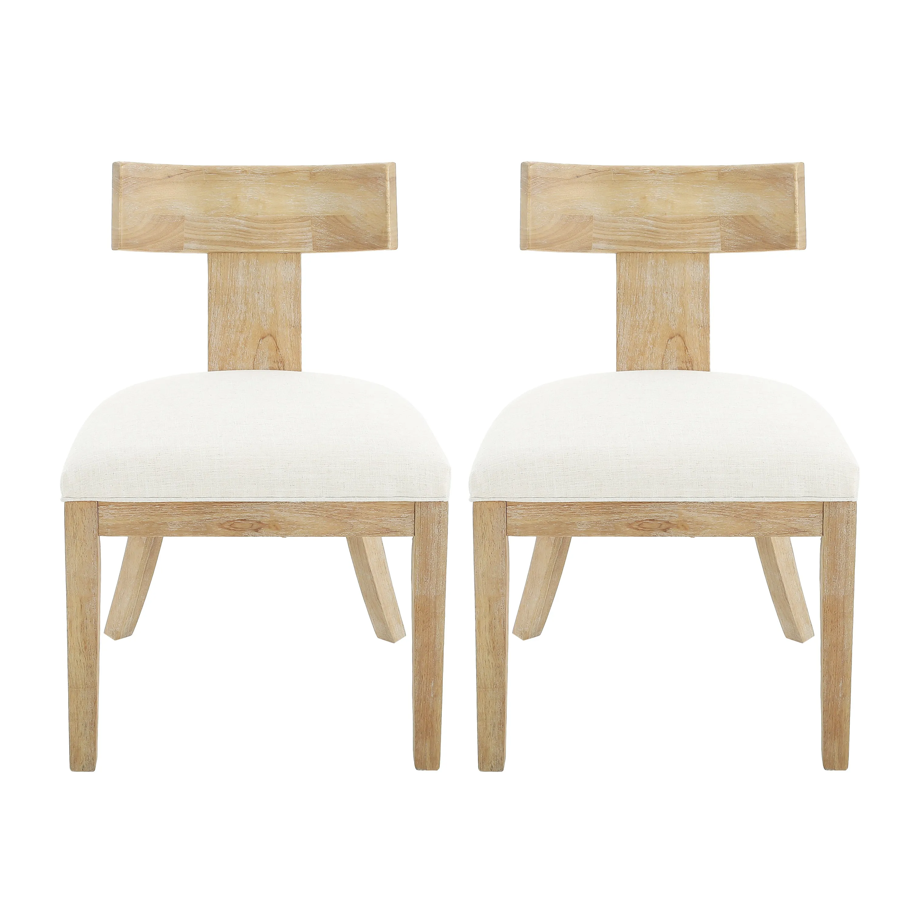 Modern Beige Dining Chairs Set of 2  Upholstered Side Chairs with Rubberwood Frame for Kitchen or Dining Room