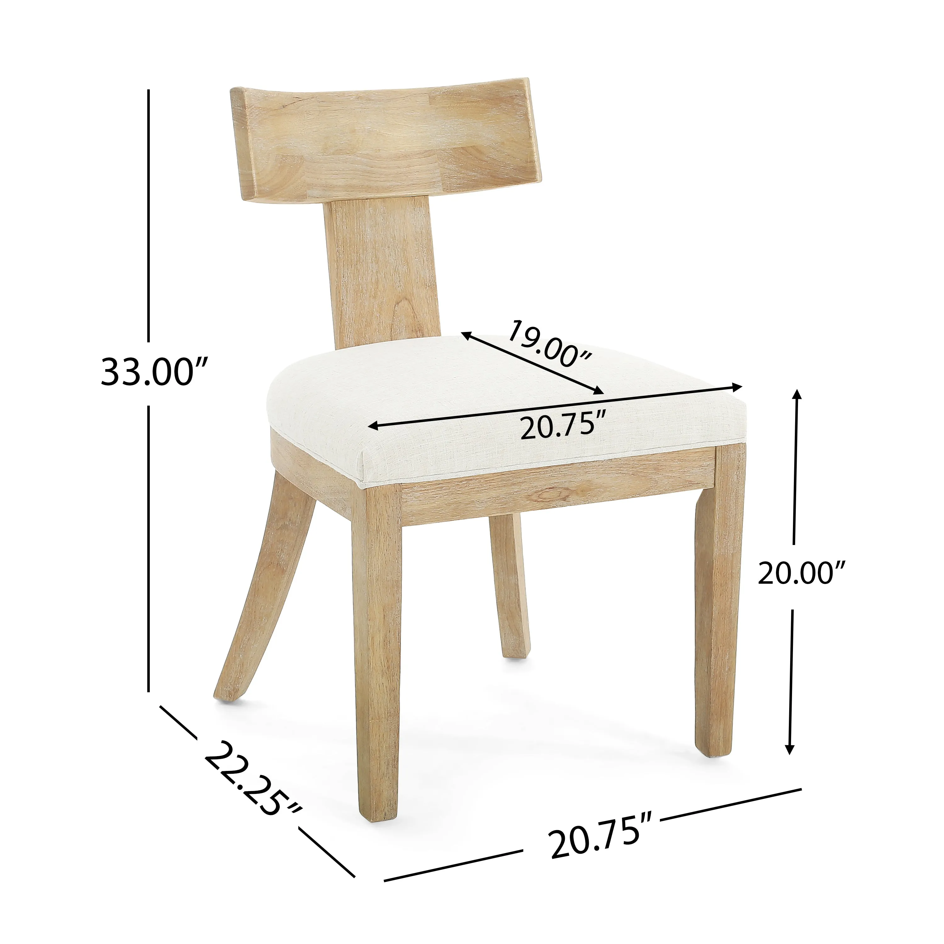 Modern Beige Dining Chairs Set of 2  Upholstered Side Chairs with Rubberwood Frame for Kitchen or Dining Room