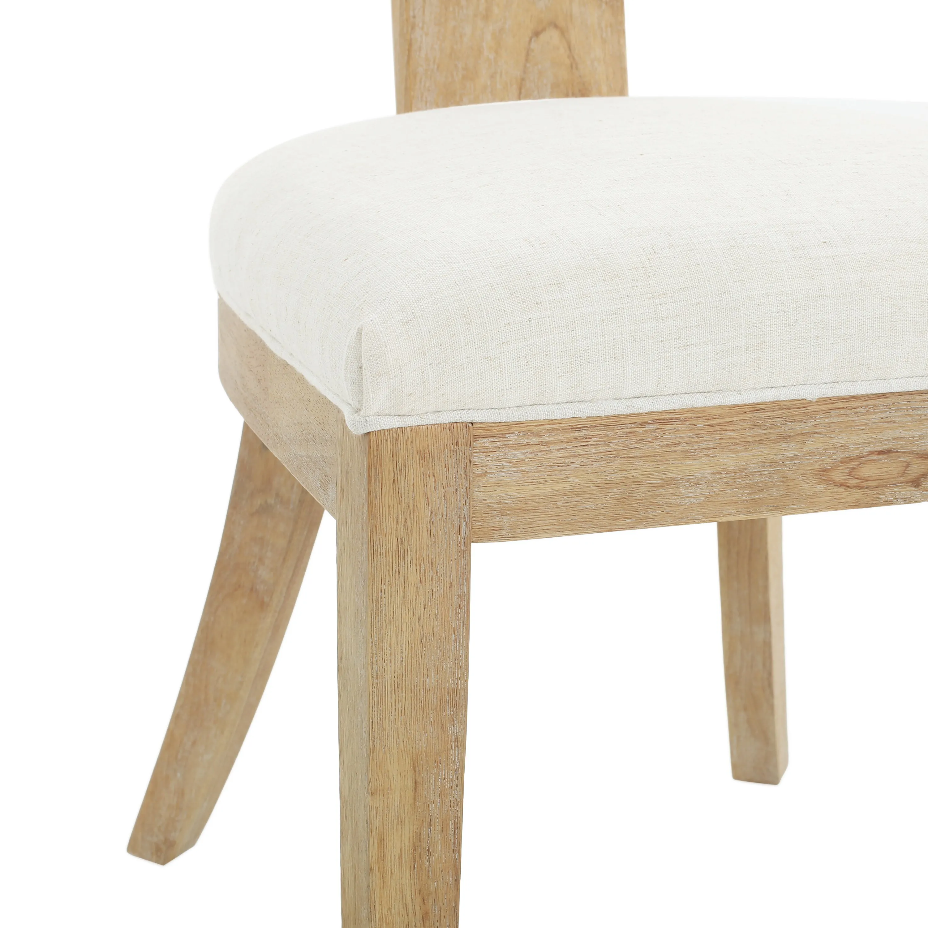 Modern Beige Dining Chairs Set of 2  Upholstered Side Chairs with Rubberwood Frame for Kitchen or Dining Room