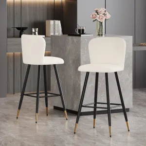 Modern Beige Upholstery Fabric Bar Stools with Footrest bar stool, counter stool