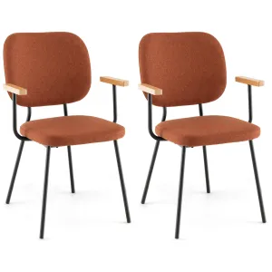 Modern Fabric Dining Chair Set of 2, Padded Armchairs with Linen Fabric set of dining chairs, wooden chairs