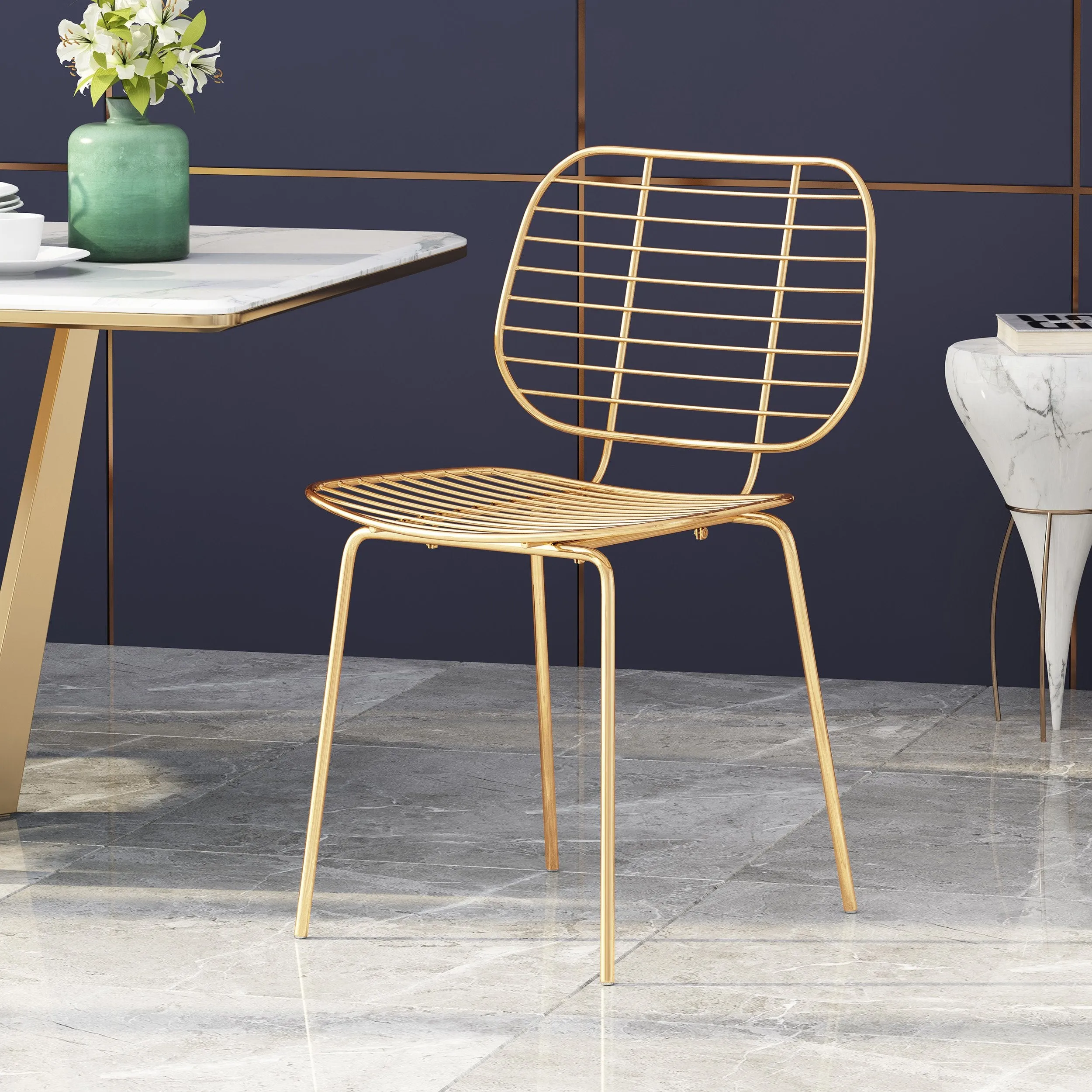 Modern Glam Iron Dining Chair - NH803113 dining table set, 6-piece dining set