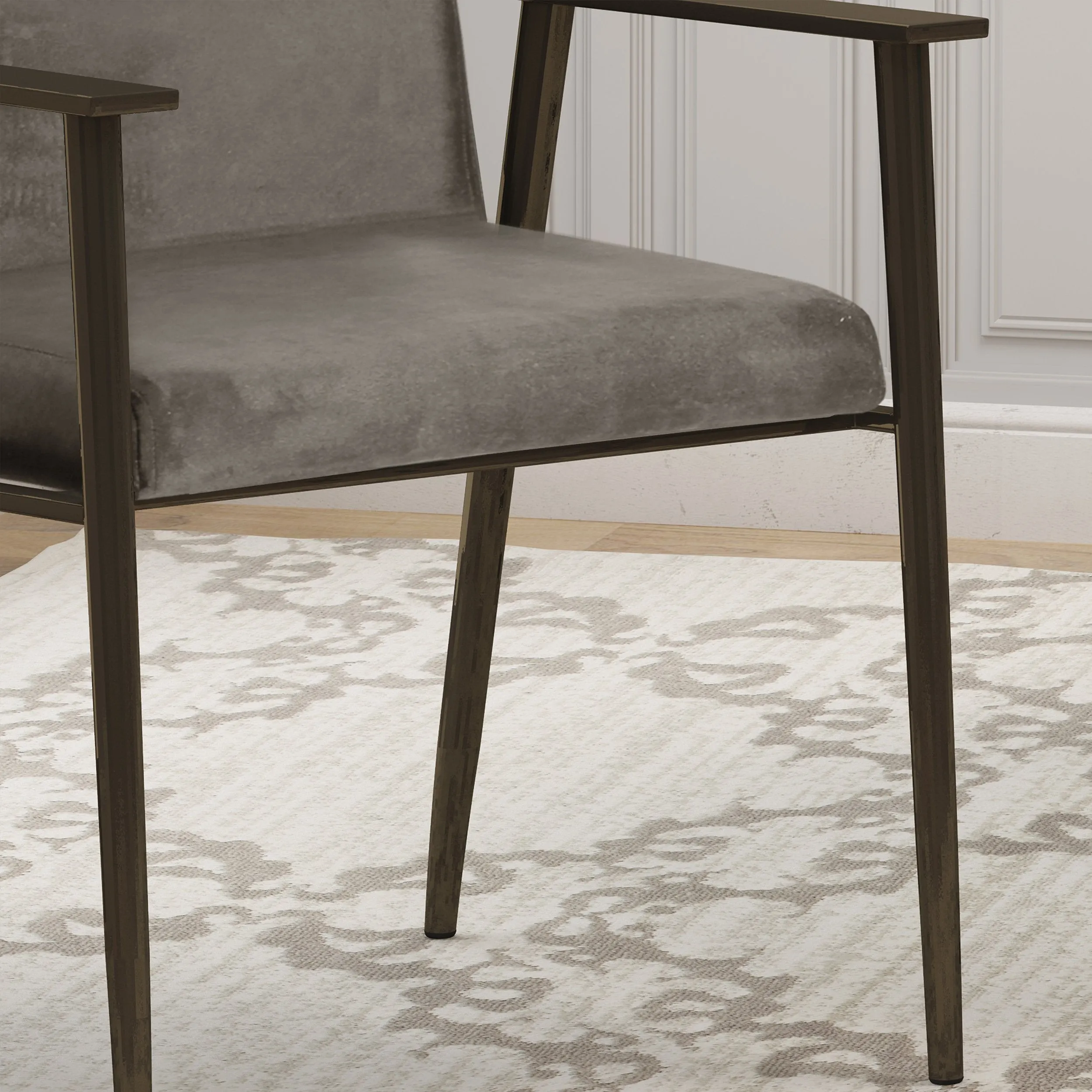 Modern Glam Velvet Dining Arm Chair - NH932803