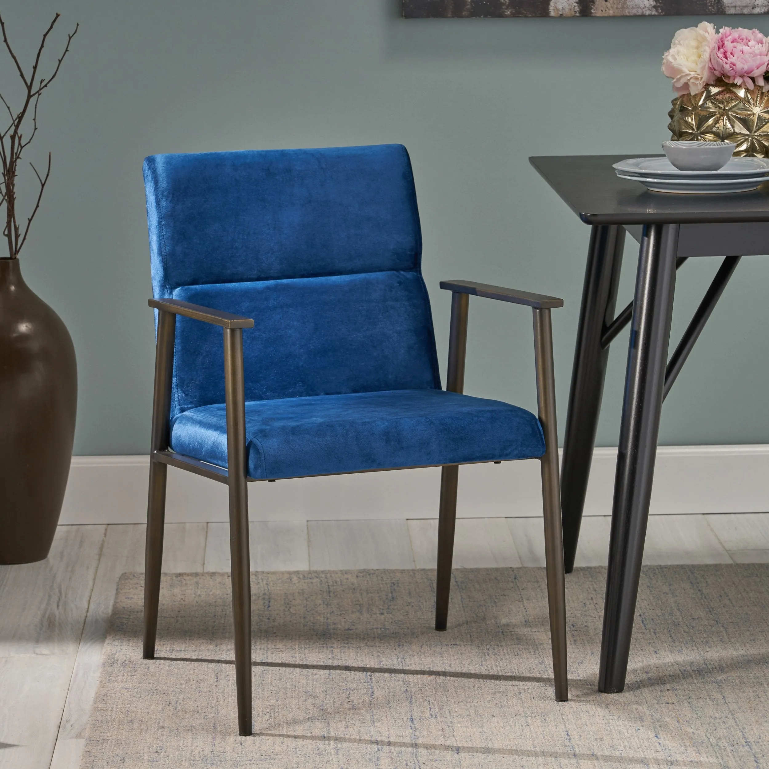 Modern Glam Velvet Dining Arm Chair - NH932803 dining table set, 6-piece dining set