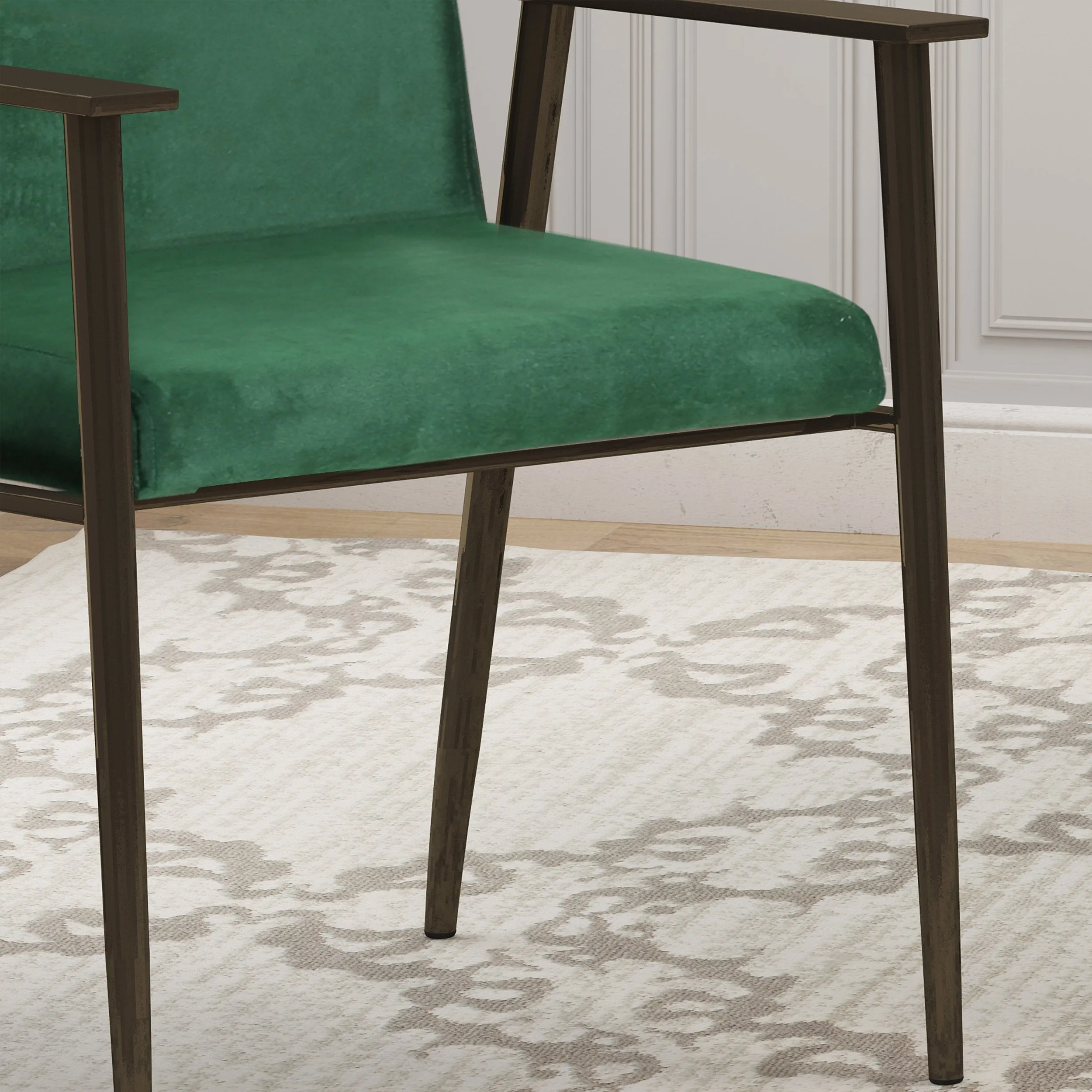 Modern Glam Velvet Dining Arm Chair - NH932803