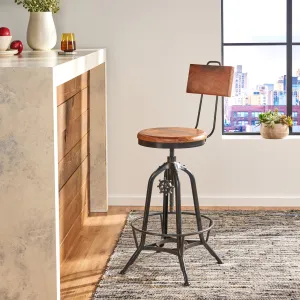 Modern Industrial Acacia Wood Bar Stool - NH913013 bar stool, counter stool