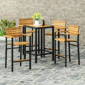 Modern Industrial Acacia Wood Barstool (Set of 4) - NH827213 patio chairs, outdoor seating