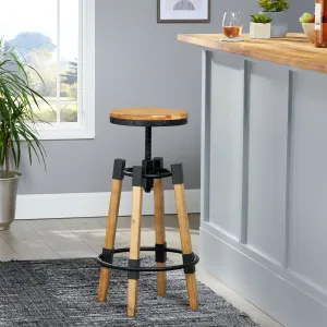 Modern Industrial Antique Firwood Adjustable Barstool with Iron Accents - NH139892 bar stool, counter stool