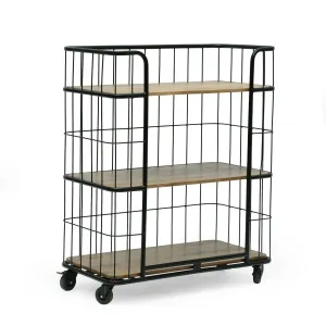 Modern Industrial Handcrafted Mango Wood Kitchen Cart with Wheels, Natural and Black - NH197413 dining chair, upholstered chair