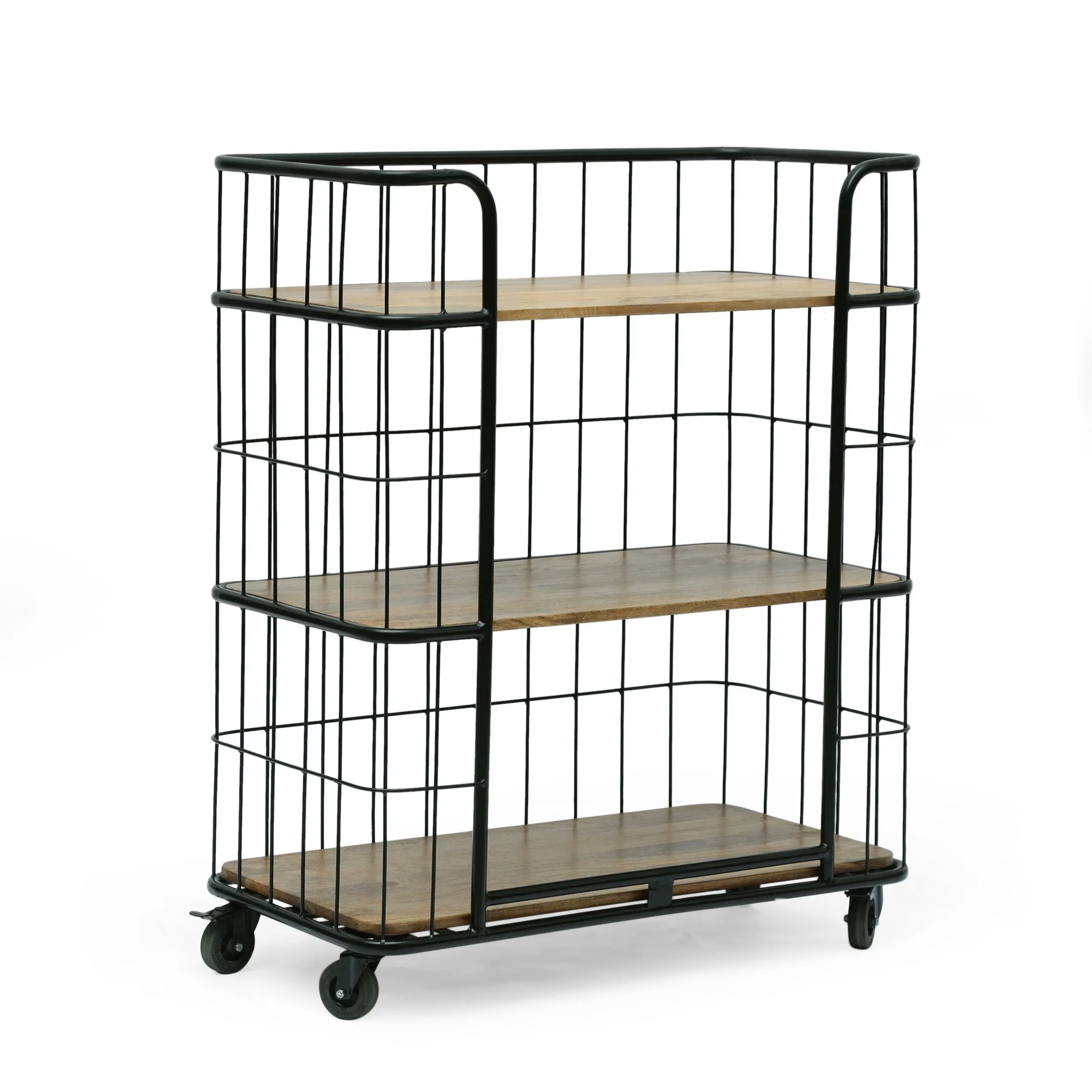 Modern Industrial Handcrafted Mango Wood Kitchen Cart with Wheels, Natural and Black - NH197413 dining chair, upholstered chair