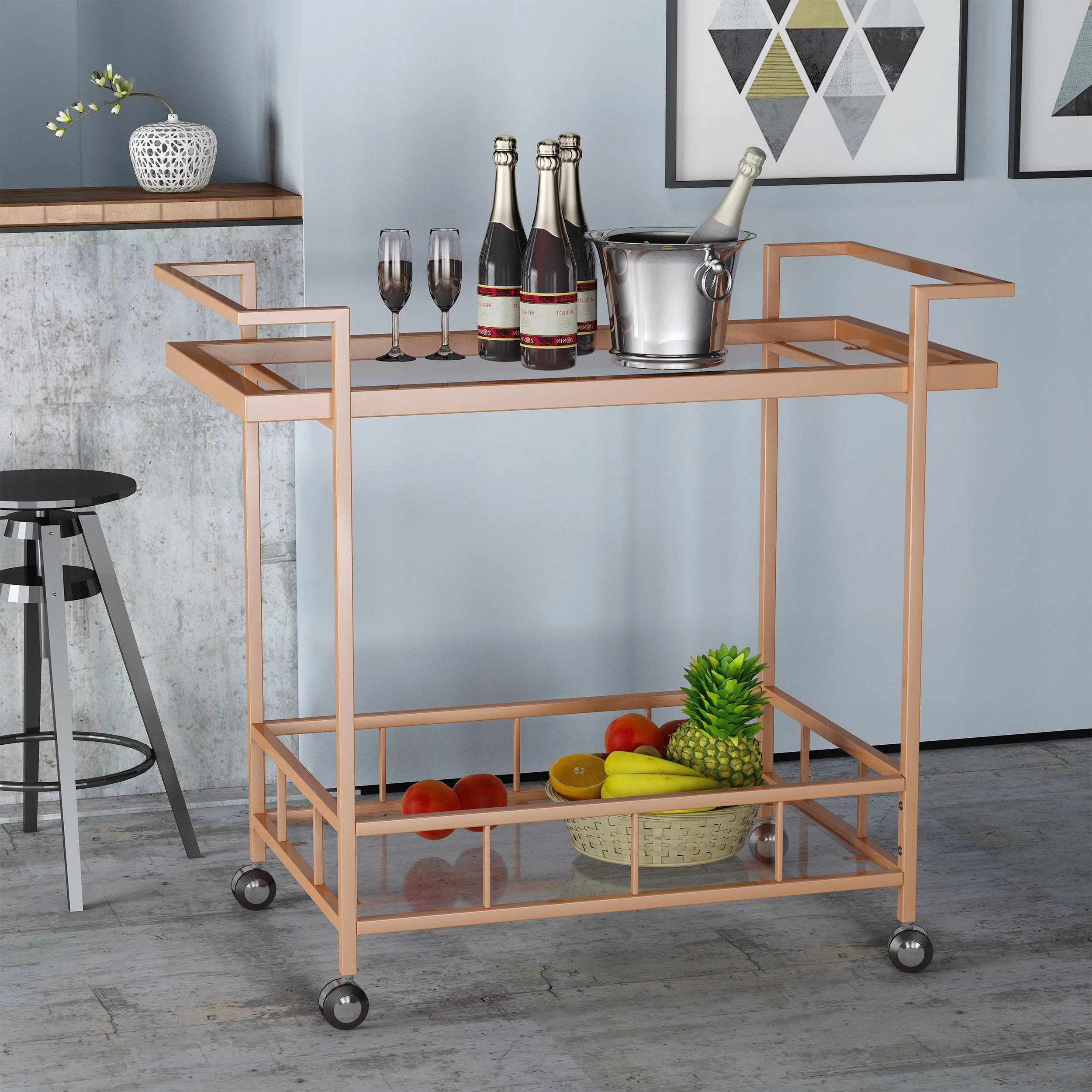Modern Iron and Glass Bar Cart - NH664403 dining chair, upholstered chair