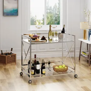 Modern Iron and Glass Bar Cart, Silver - NH964403 dining chair, upholstered chair