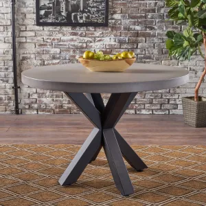 Modern Lightweight Concrete Circular Dining Table with Cross Base - NH583103 kitchen island table, dining furniture