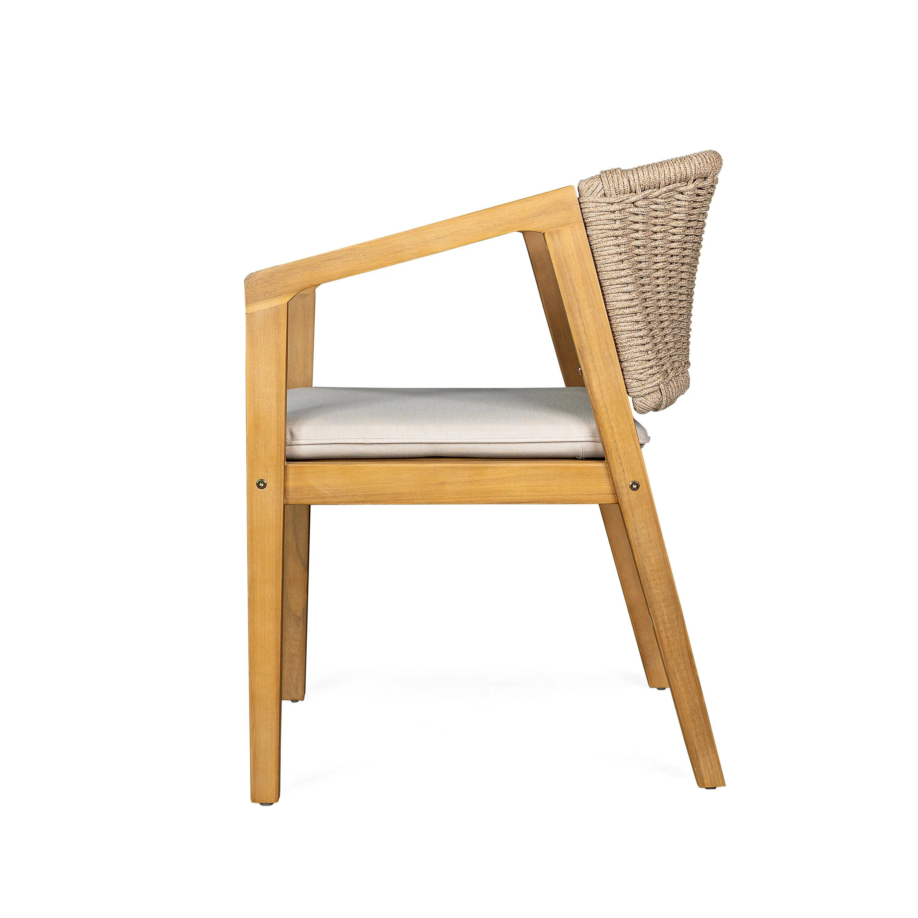 Modern Outdoor Rope Weave Dining Chairs with Cushion, Set of 2
