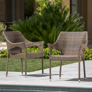 Modern Outdoor Wicker Stacking Armchairs (Set of 2) - NH837692 chandelier, pendant light