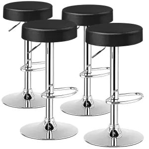 Modern Swivel Backless Round Barstool, PU Leather Armless bar Chair with Height Adjustable, Chrome Footrest kitchen barstool, adjustable bar stool
