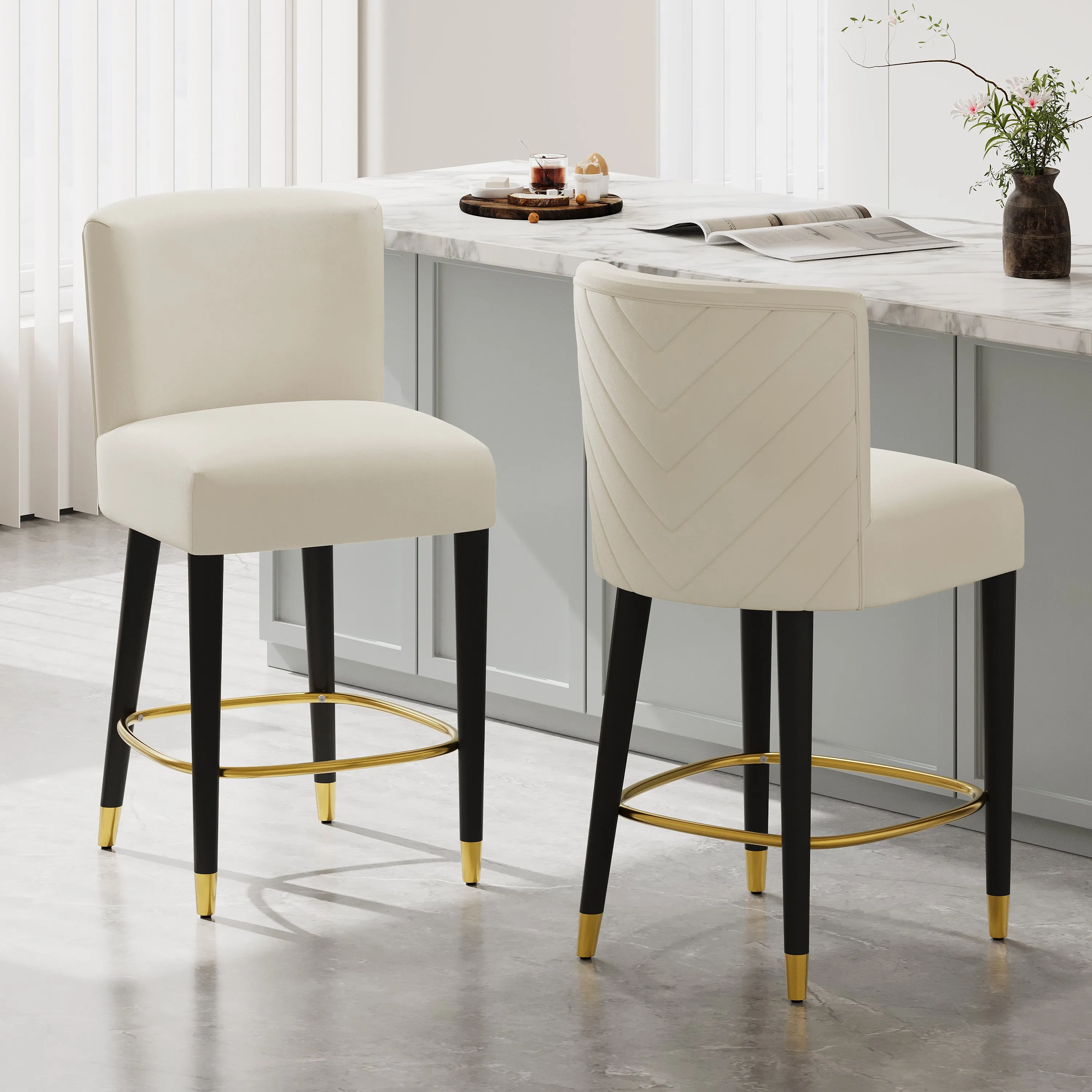 Modern Upholstered Tufted Bar Stools Set of 2 bar stool, counter stool