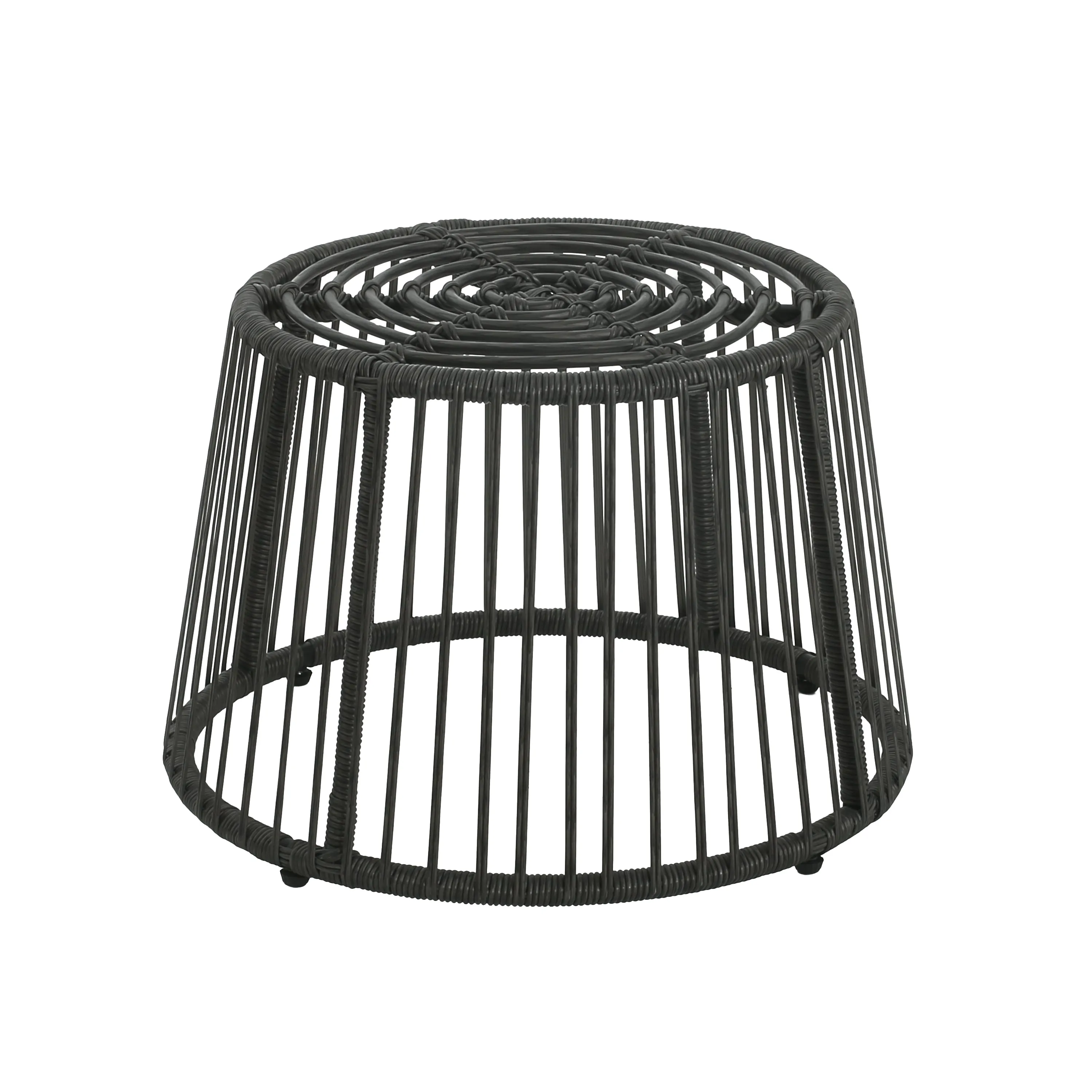 Modern Wicker High Back Chair & Side Table Set