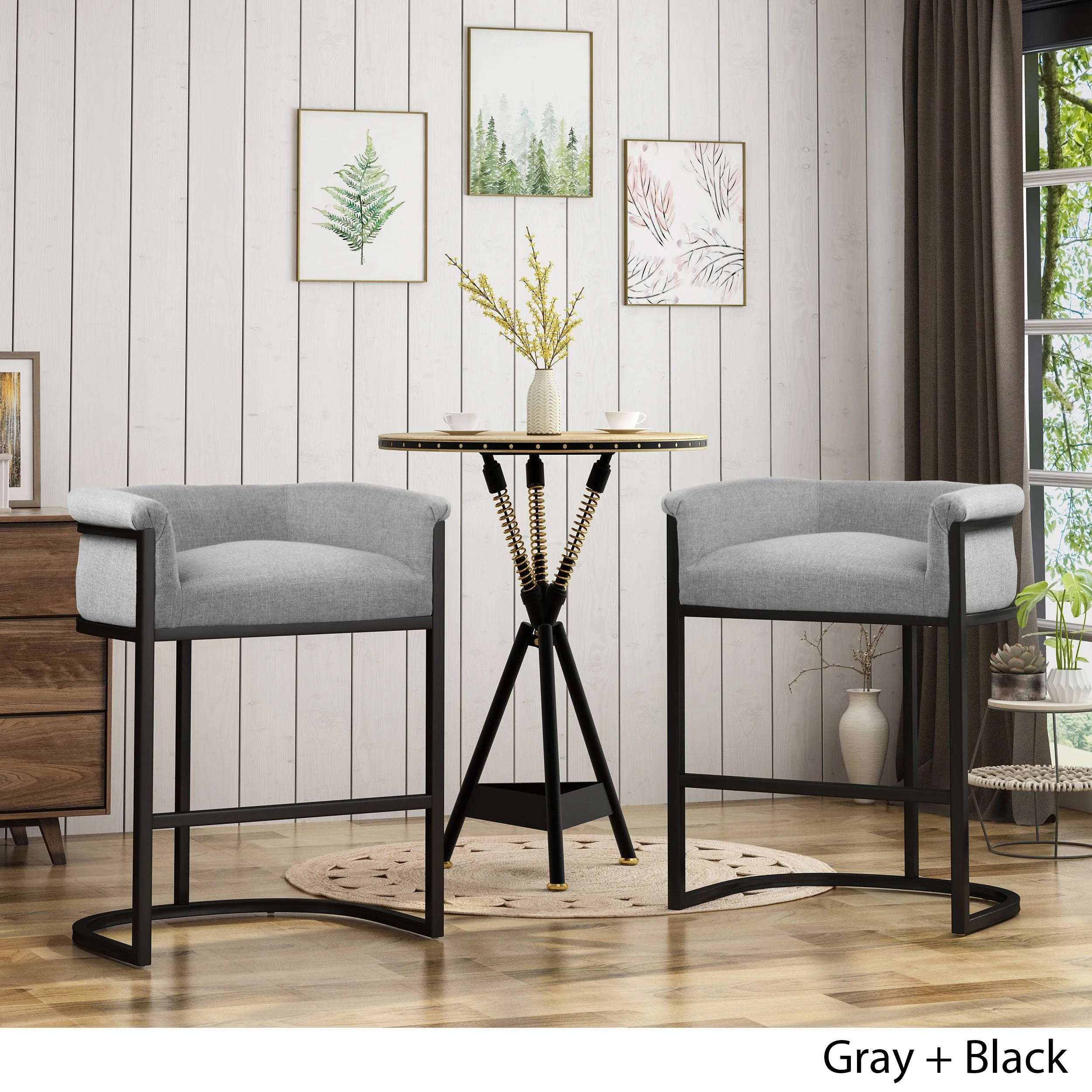 Modern Wide Bucket Upholstered Barstool - NH082603