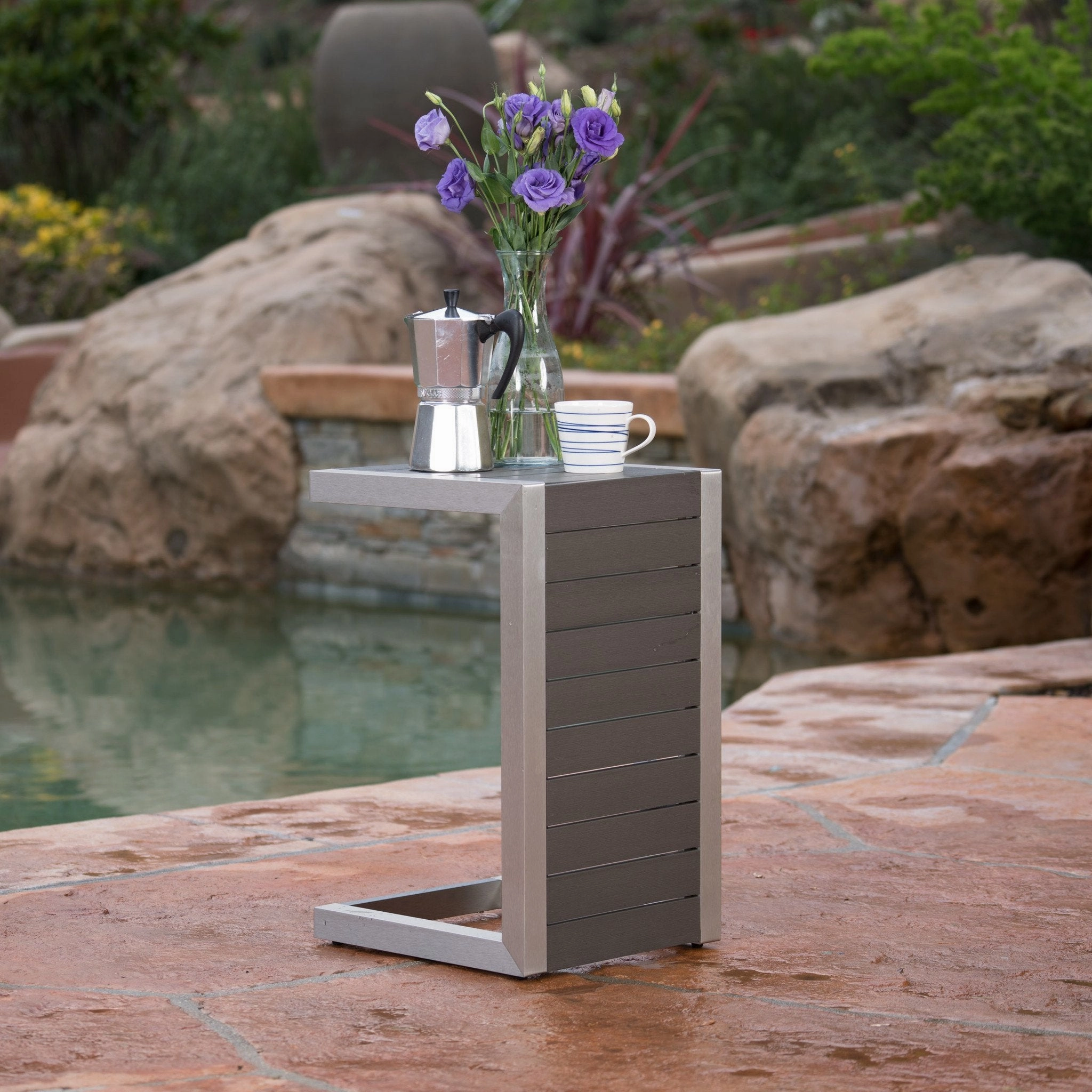 Modern Aluminum C-Shaped End Table - NH799992 coffee table, accent table