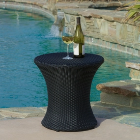Modern Outdoor Black Wicker Hourglass Side Table - NH468412 coffee table, accent table