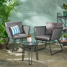 Modern Outdoor Rope Weave Chat Set with Side Table - NH322113 clothes rack, garment rack