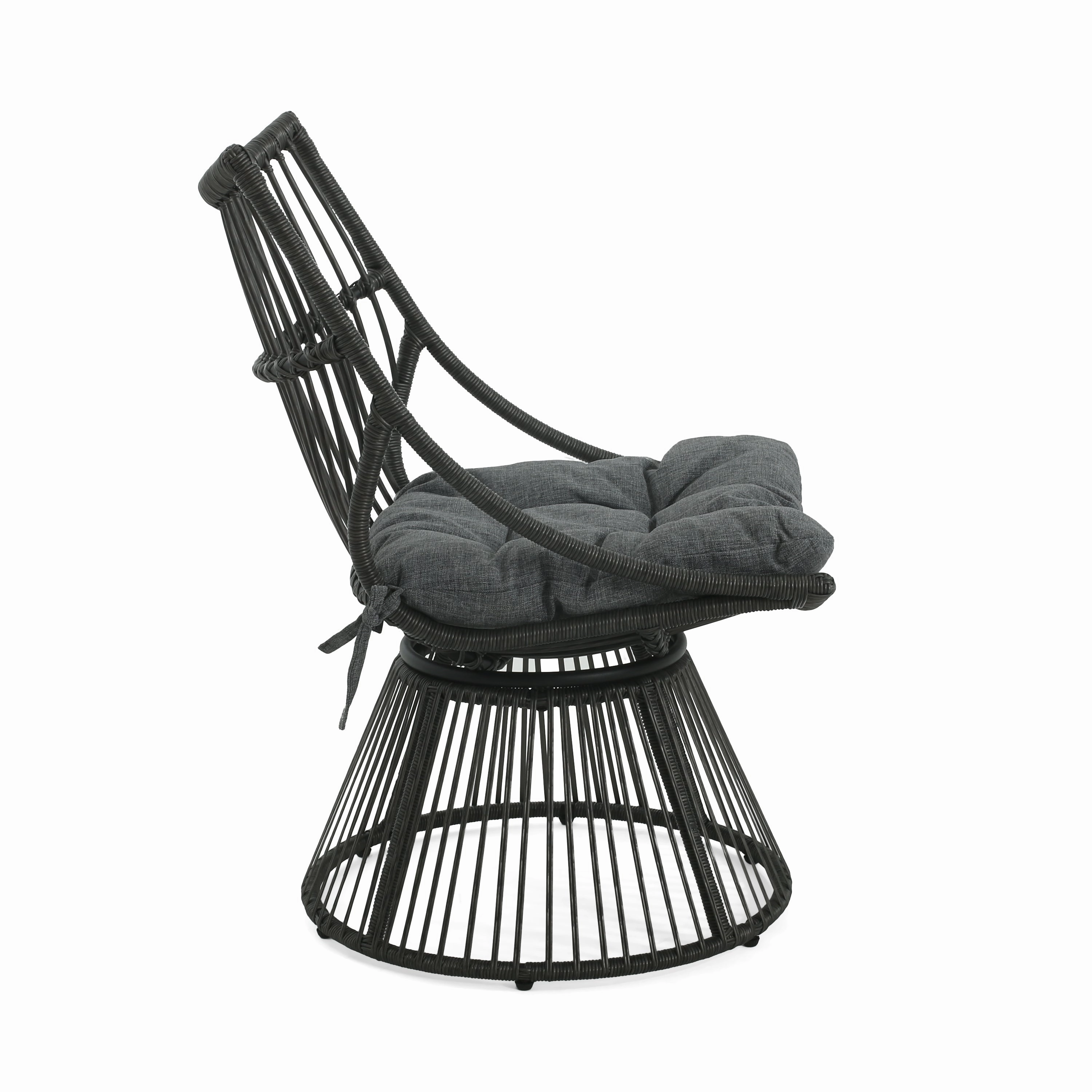 Modern Wicker High Back Chair & Side Table Set
