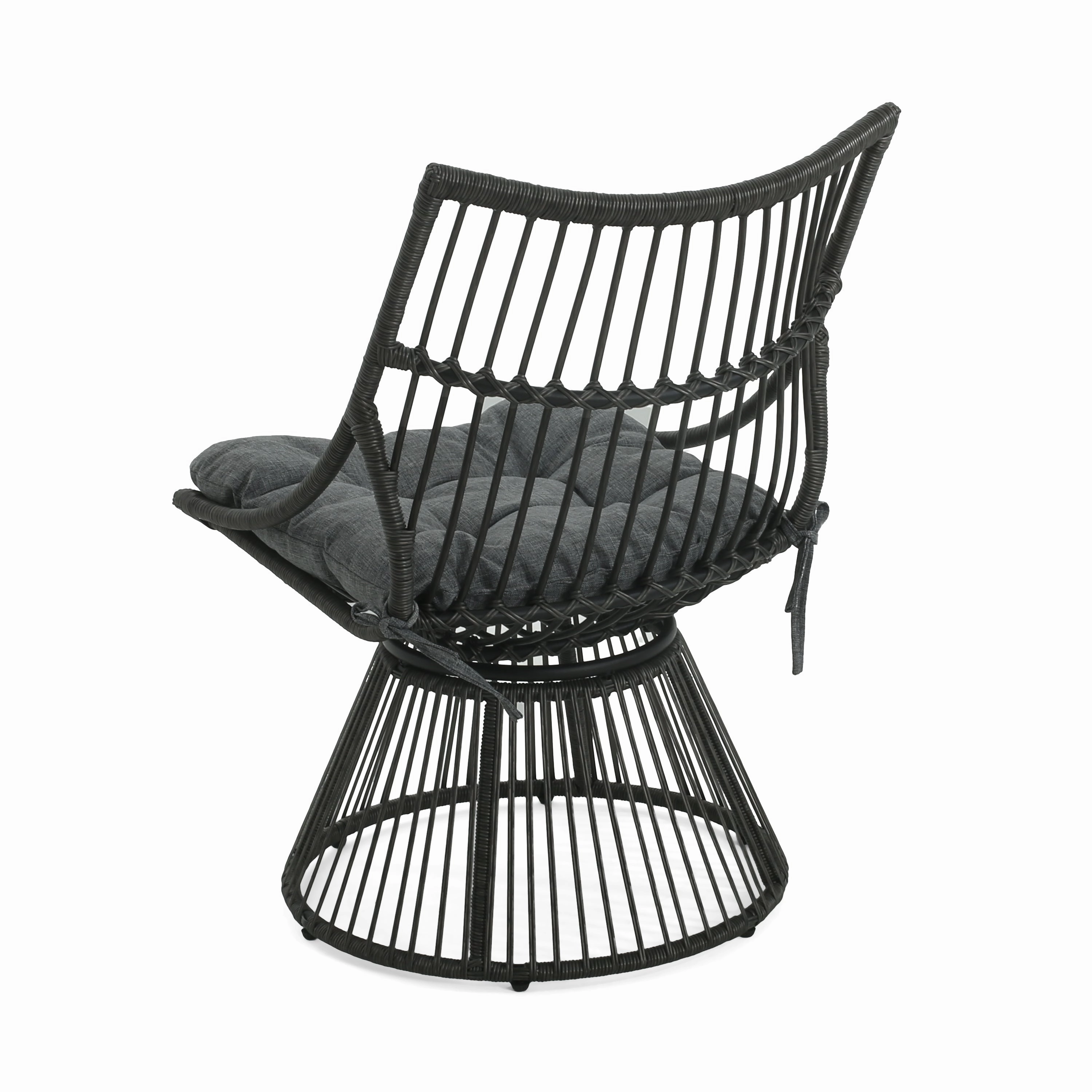 Modern Wicker High Back Chair & Side Table Set