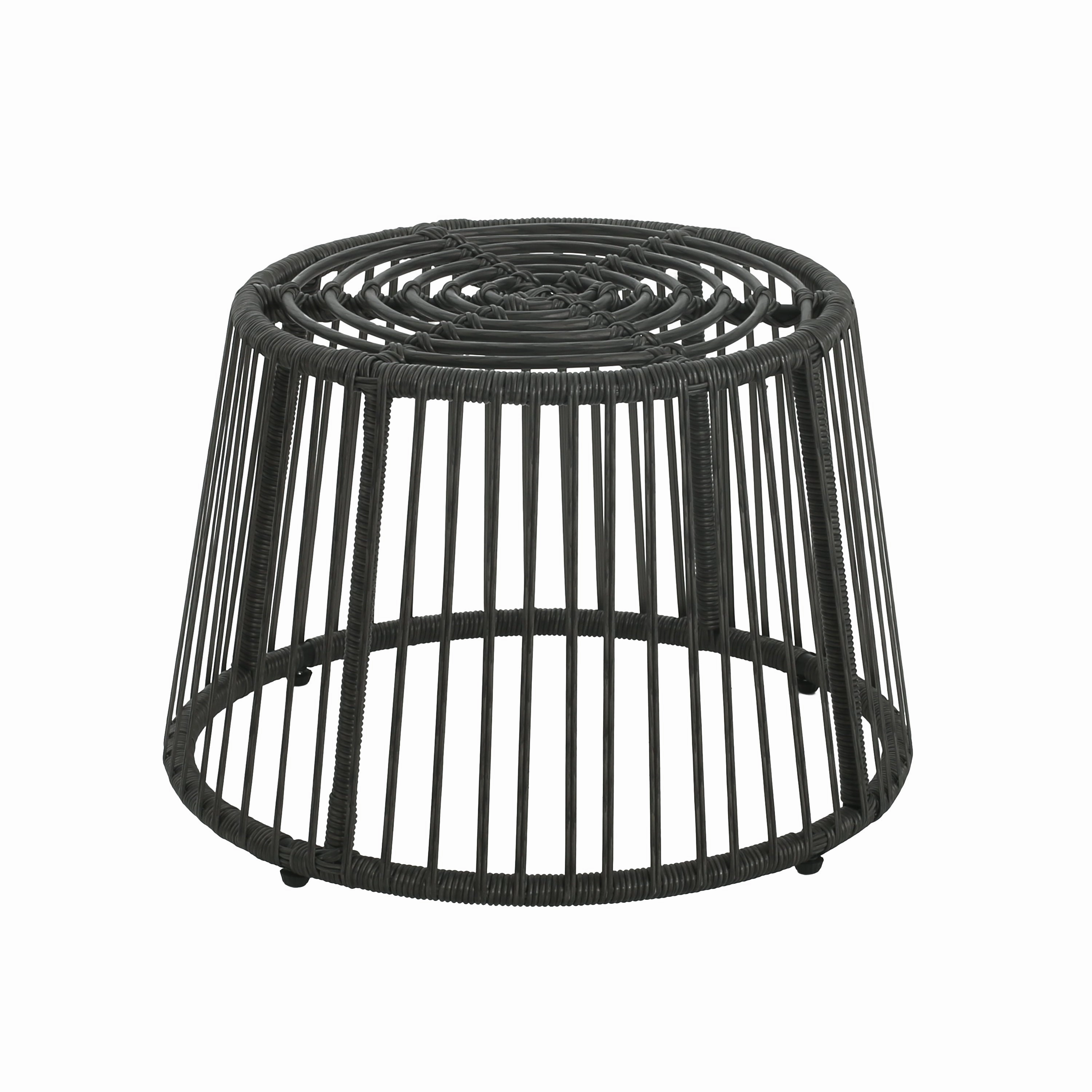 Modern Wicker High Back Chair & Side Table Set