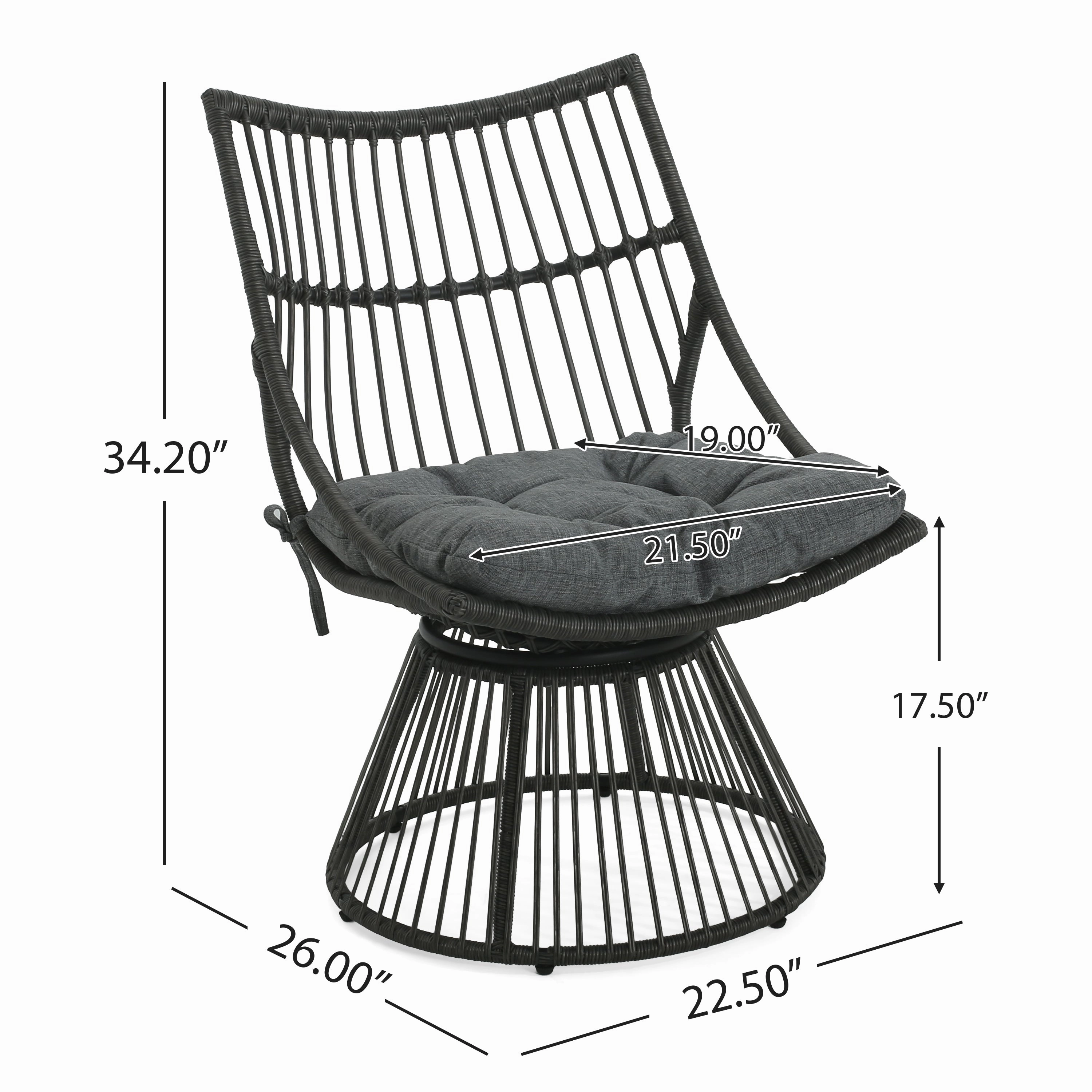 Modern Wicker High Back Chair & Side Table Set