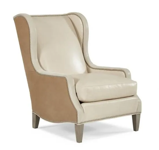 Mohair Flannel & Leather Arm Chair