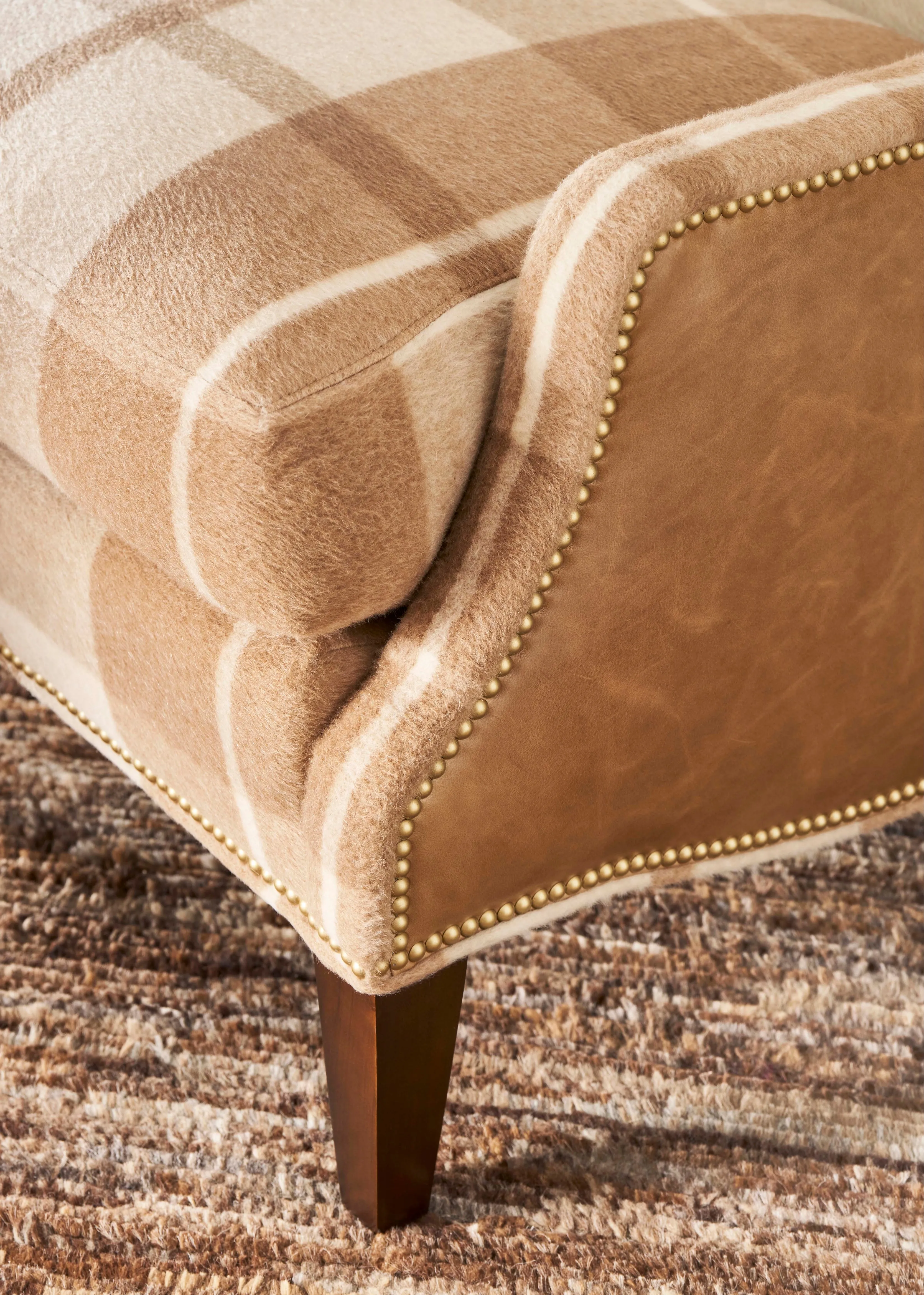 Mohair Flannel & Leather Arm Chair