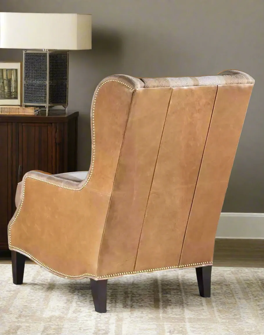 Mohair Flannel & Leather Arm Chair