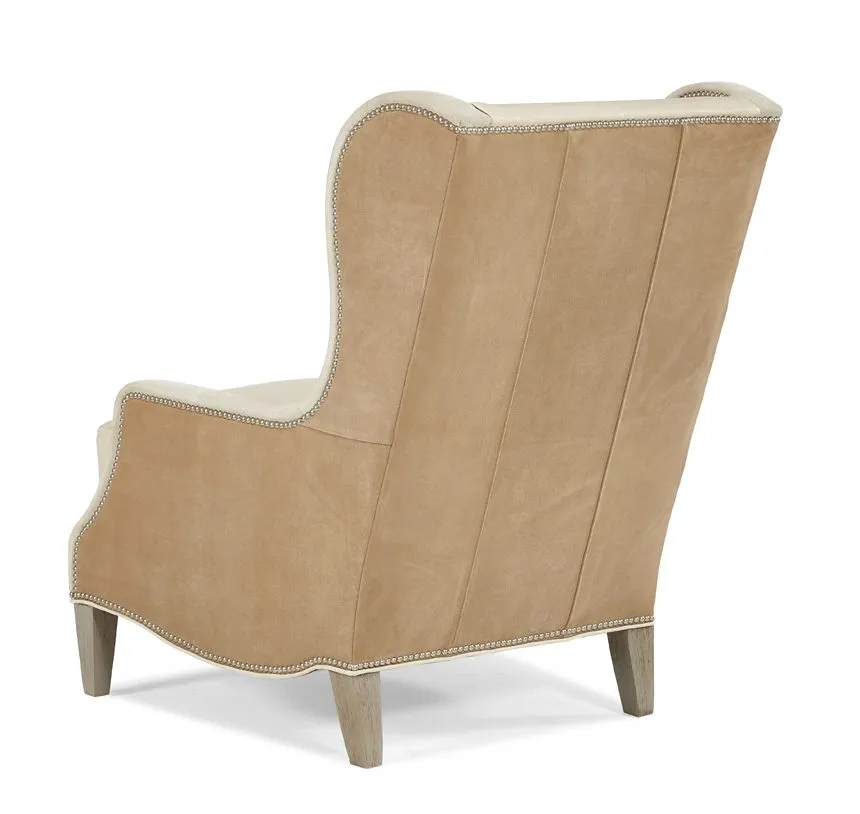 Mohair Flannel & Leather Arm Chair